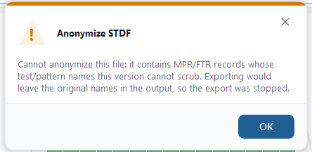 Anonymize STDF 完了メッセージ